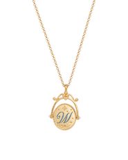 Fable England W Initial Water Lily Gold Spinner Chain Necklace