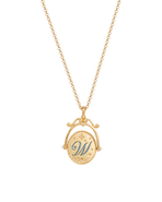 Fable England W Initial Water Lily Gold Spinner Chain Necklace