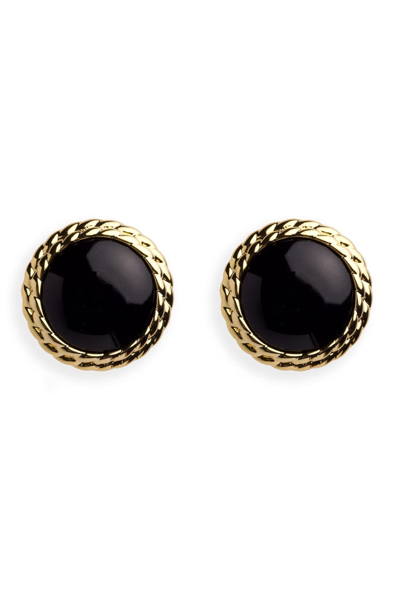 Bezel Stud Earrings, Main, color, GOLD/ ONYX
