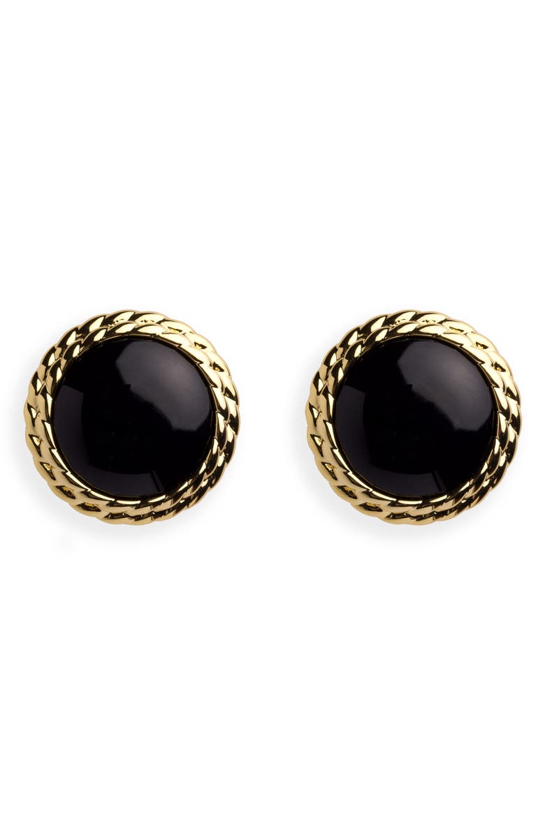 ARGENTO VIVO Bezel Stud Earrings, Main, color, Gold/ Onyx