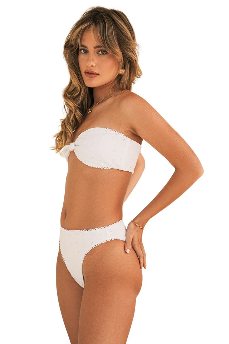 Bunny Knotted Bandeau Bikini Top, Alternate, color, White