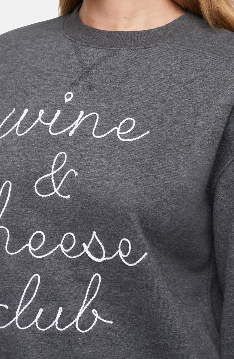 Wildfox Wine & Cheese Charlie Embroidered Sweatshirt, Alternate, color, Pirate Black