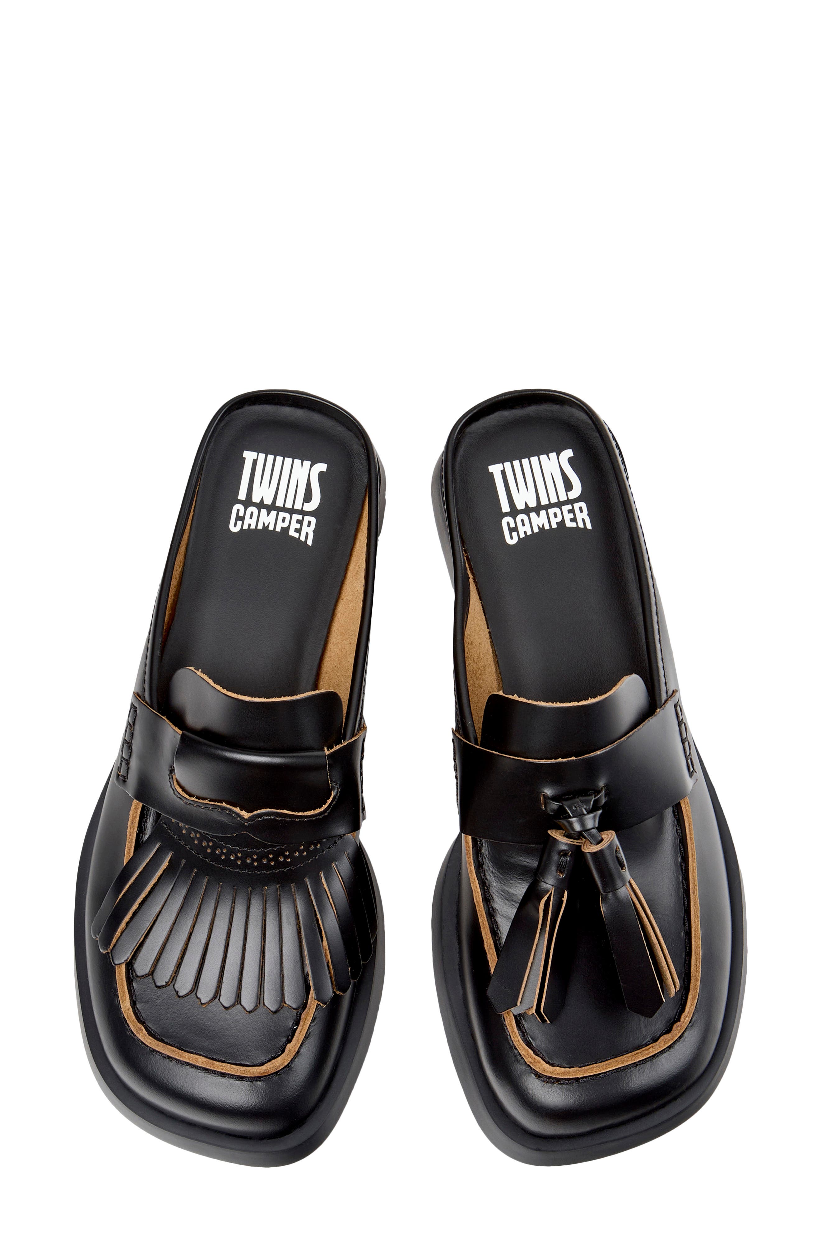 Camper Donna Twins Mismatch Mule, Alternate, color, Black