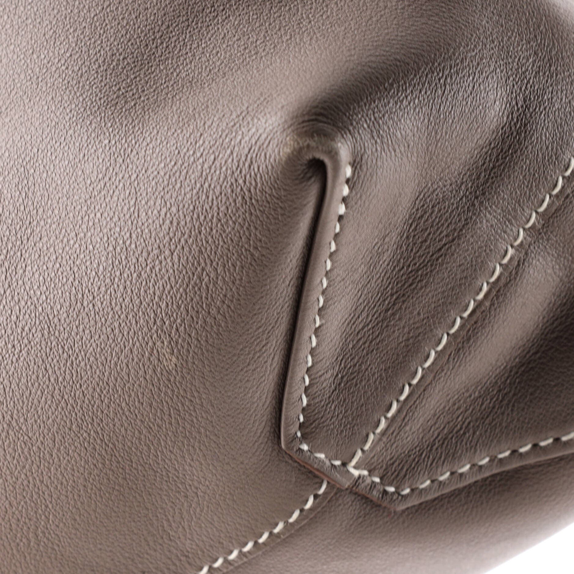 Pre-Owned Hermes Double Sens Tote Veau Sikkim 28, Alternate, color, Double Sens-Etoupe/Lime