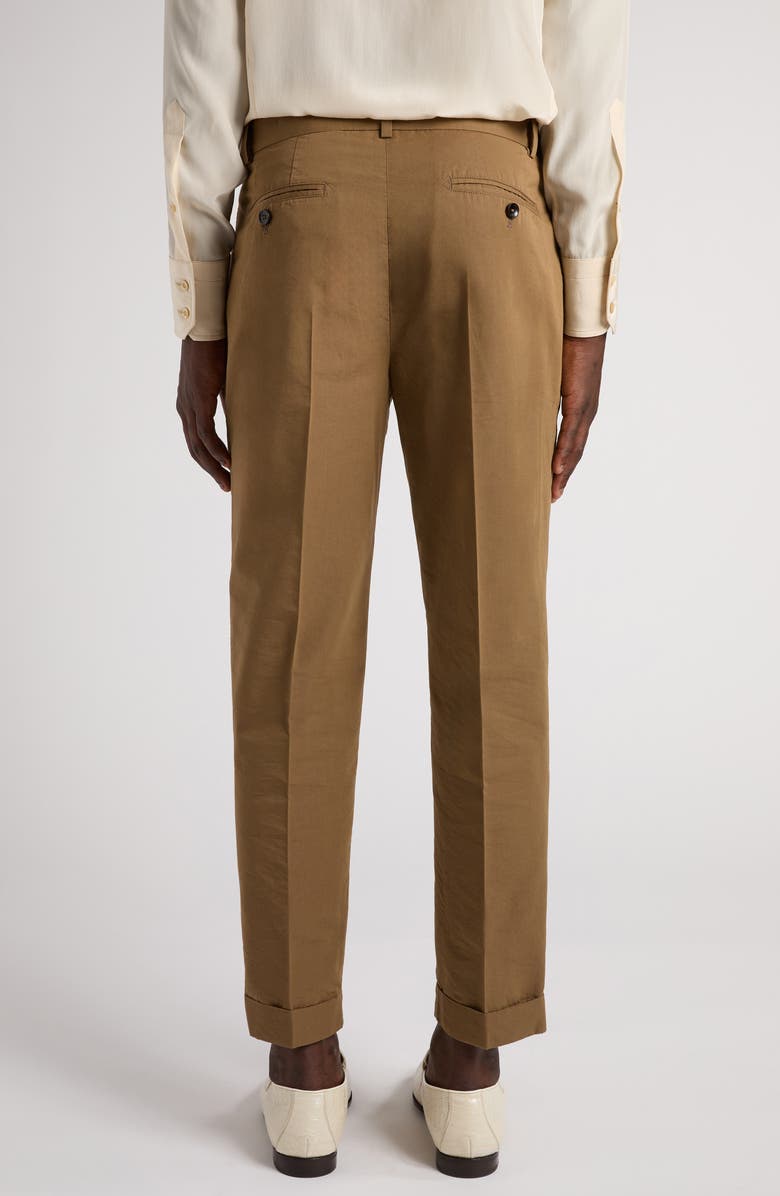 TOM FORD Fluid Double Pleat Cotton & Silk Poplin Pants, Alternate, color, Chestnut
