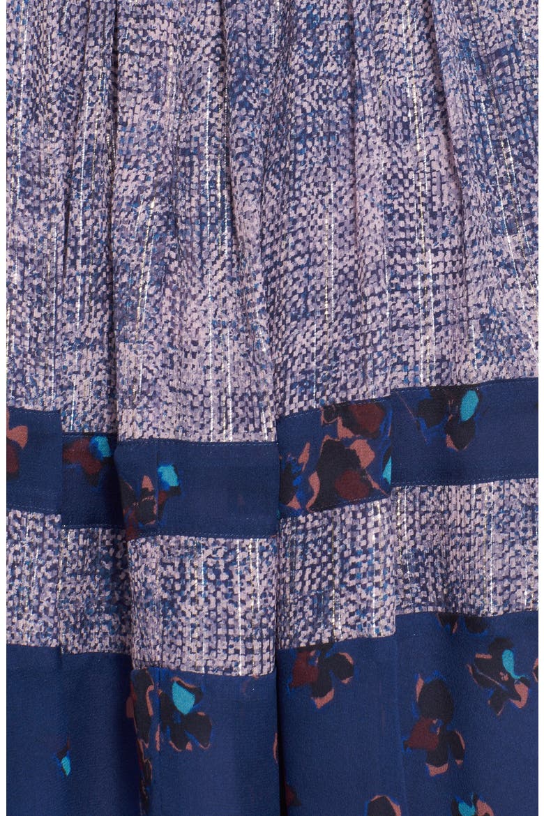 Static Print Silk Blend Dress, Alternate, color, DEWBERRY