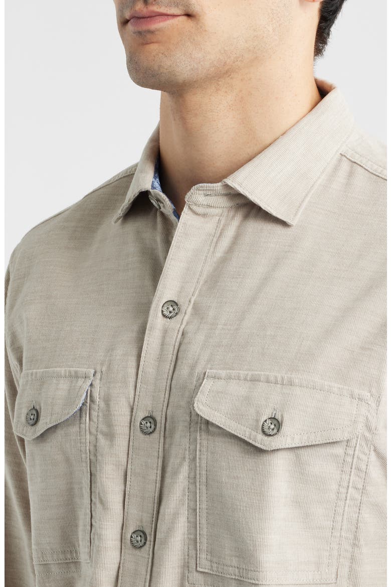 Coastline Cord Heather Bay Cotton Corduroy Button-Up Shirt, Alternate, color, MOREL HEATHER