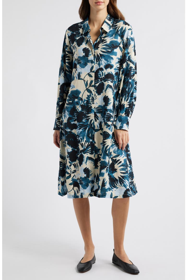 Nadia Long Sleeve Button Front Dress, Main, color, REFLECT POND
