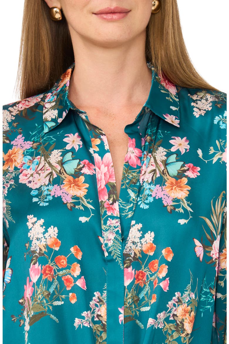 Floral Print Tie Front Blouse, Alternate, color, MEDITTERRANEAN