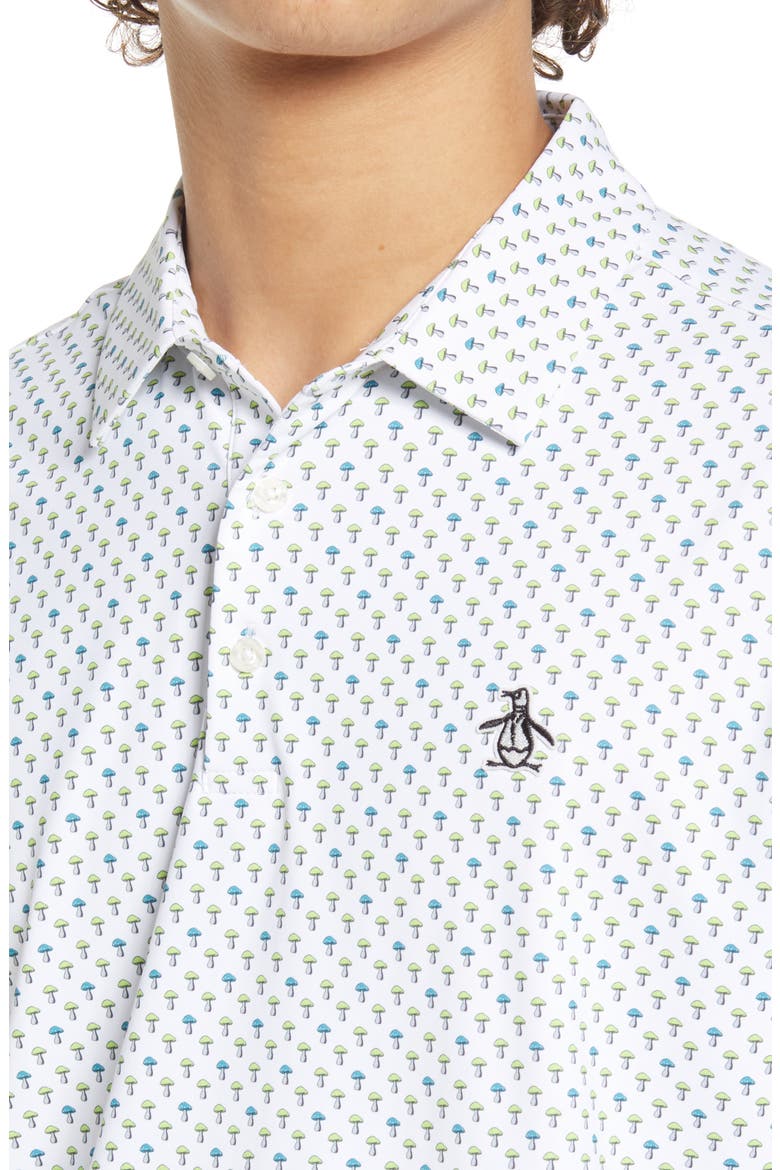 Mushroom Print Golf Polo, Alternate, color, BRIGHT WHITE