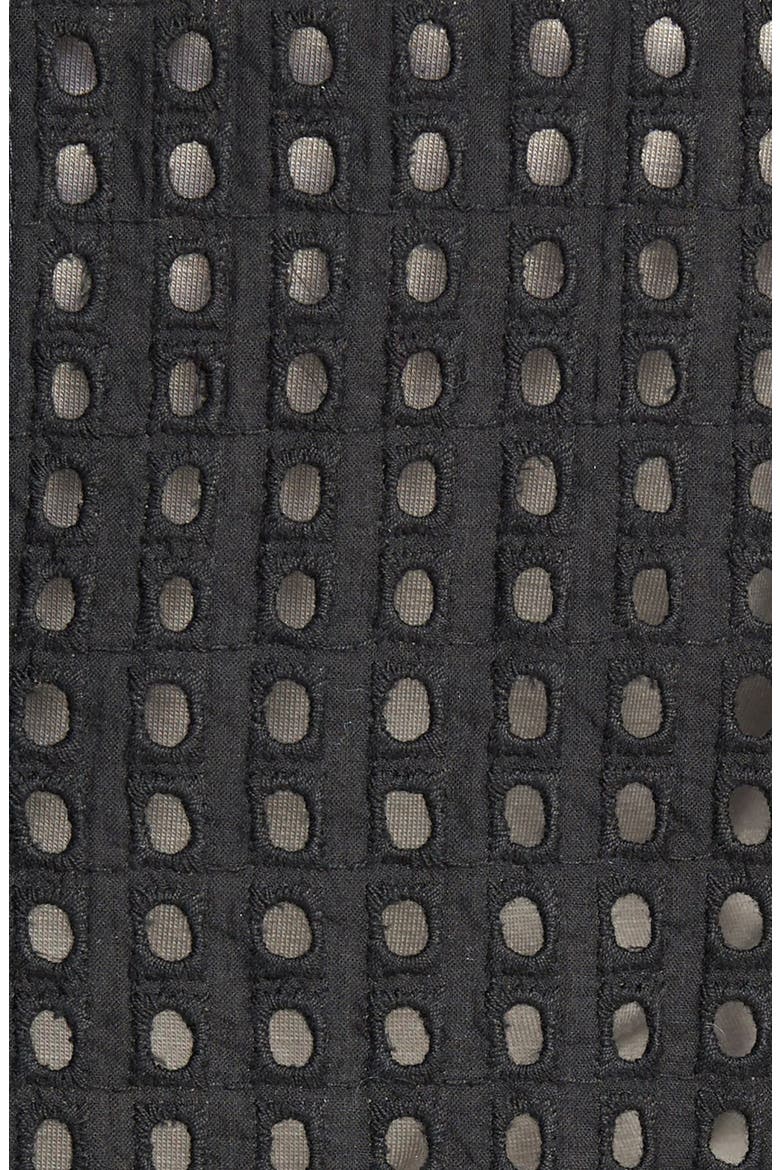 Mixed Media Eyelet Back Sweater, Alternate, color, BLACK