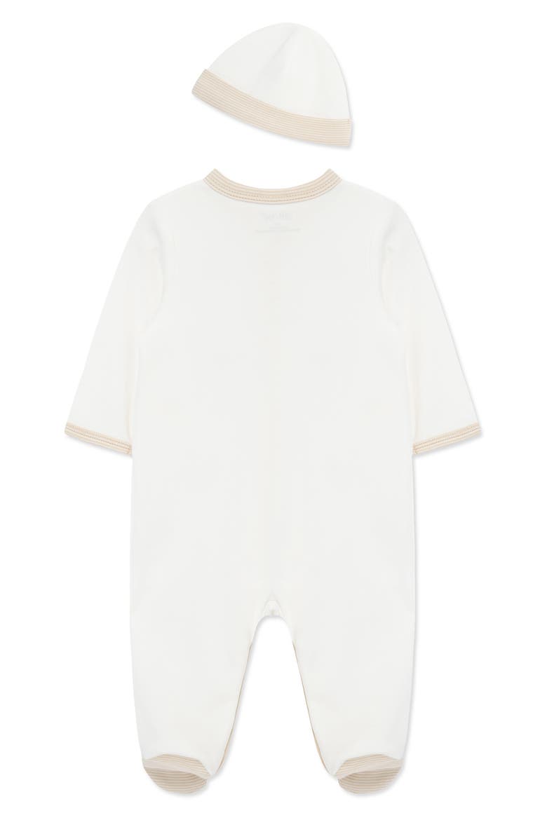 Jungle Schiffli Embroidered Cotton Snap Footie & Hat Set (Nordstrom Exclusive), Alternate, color, WHITE