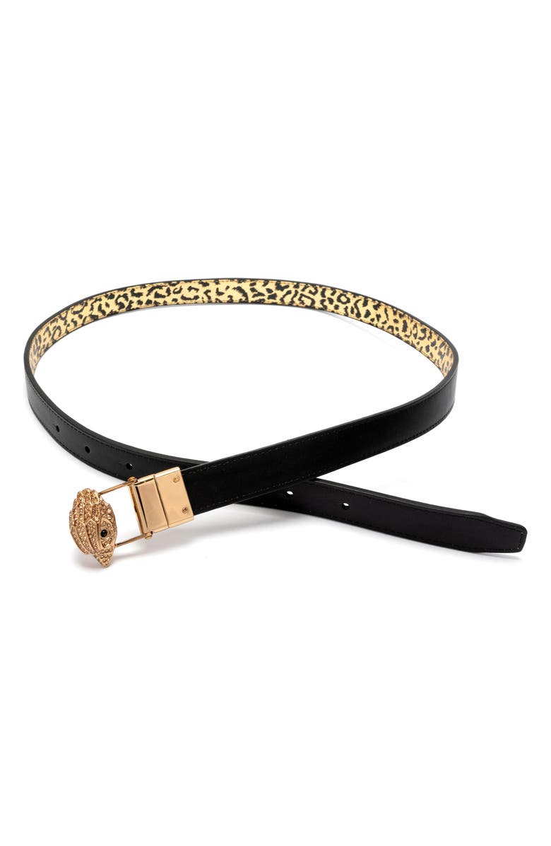 Kurt Geiger London Metallic Leopard Reversible Belt, Alternate, color, Gold