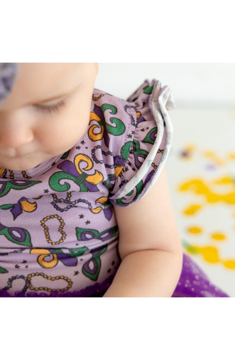 Sweet Wink Mardi Gras Short Sleeve Tutu Bodysuit, Alternate, color, 