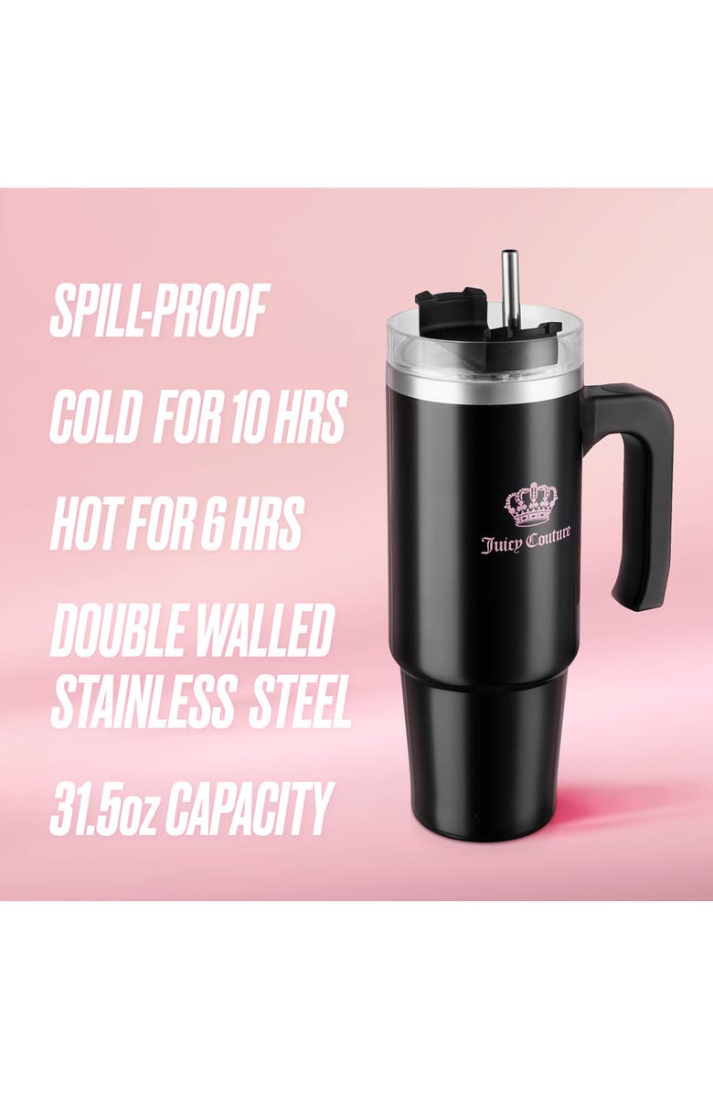 Juicy Couture 31.5-Ounce Stainless Steel Tumbler, Alternate, color, Jet Black