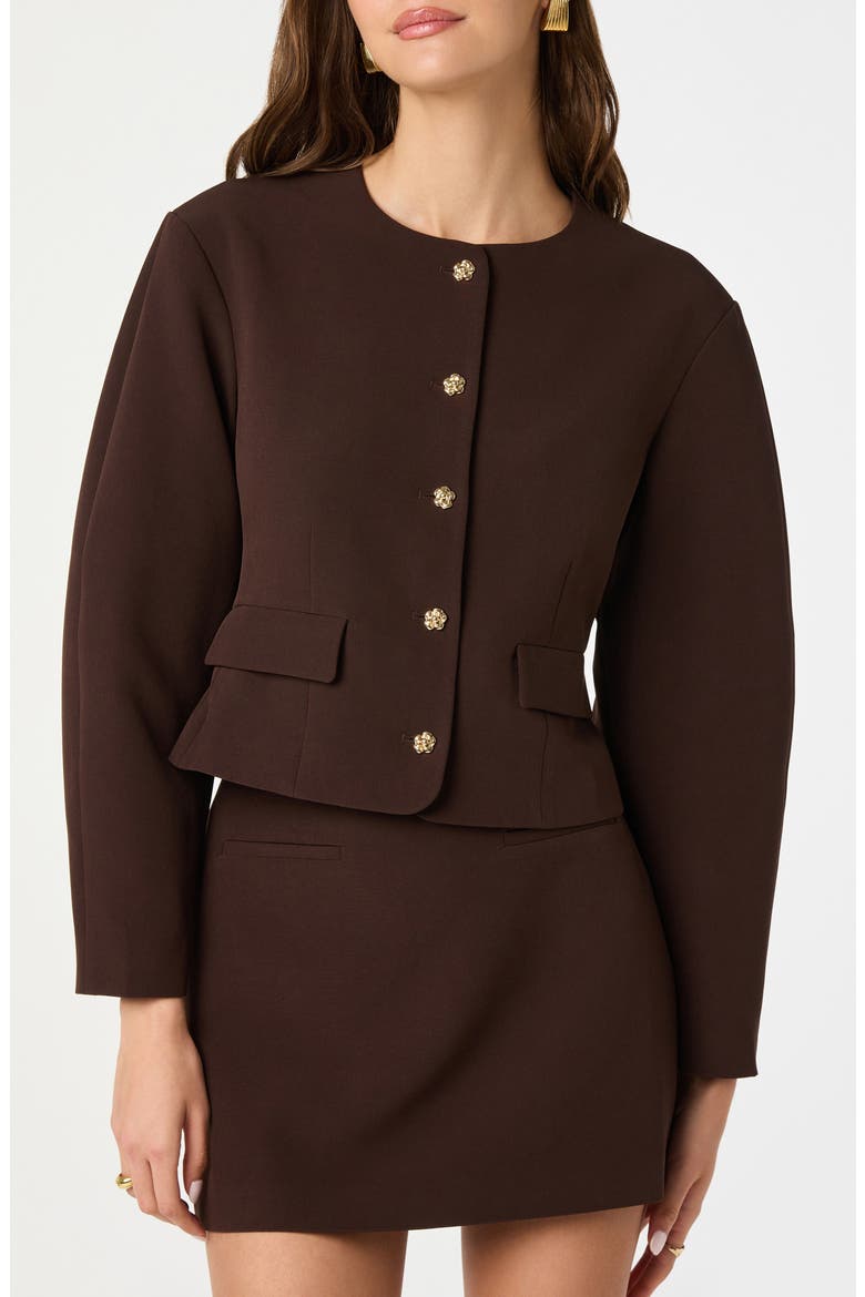 Curve Sleeve Jacket, Main, color, BROWN