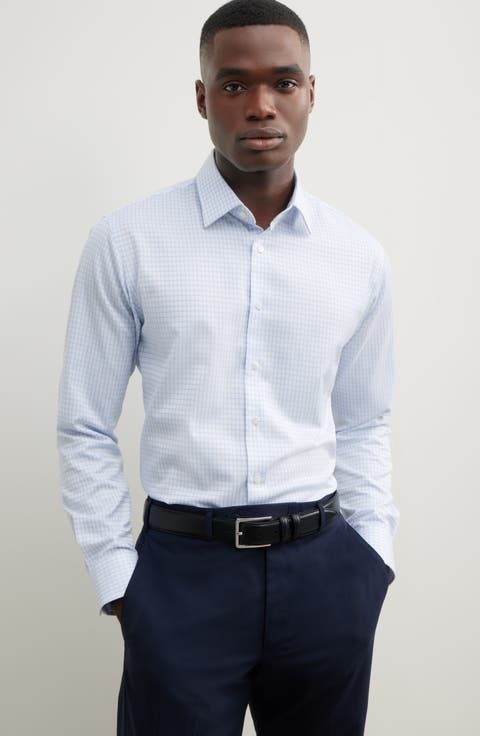 Trim Fit Grid Dress Shirt (Regular, Big & Tall)