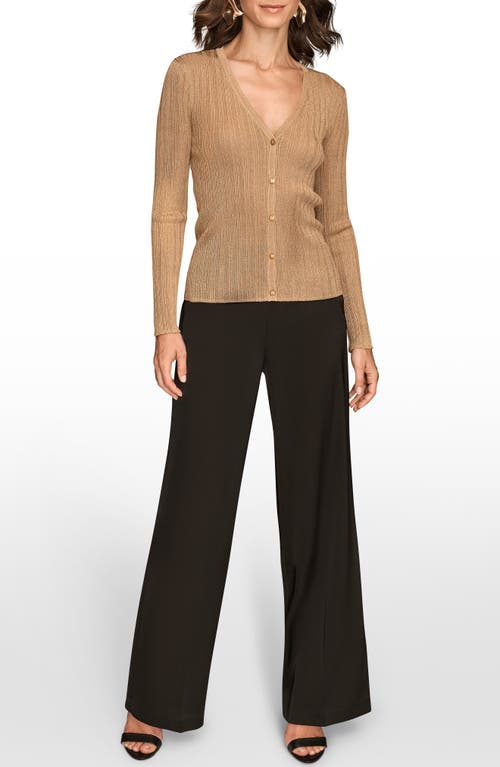 Donna Karan New York Metallic Cardigan In Brown