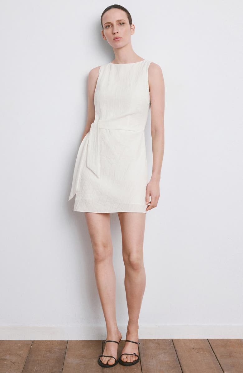 MANGO Side Tie Minidress, Alternate, color, Ecru