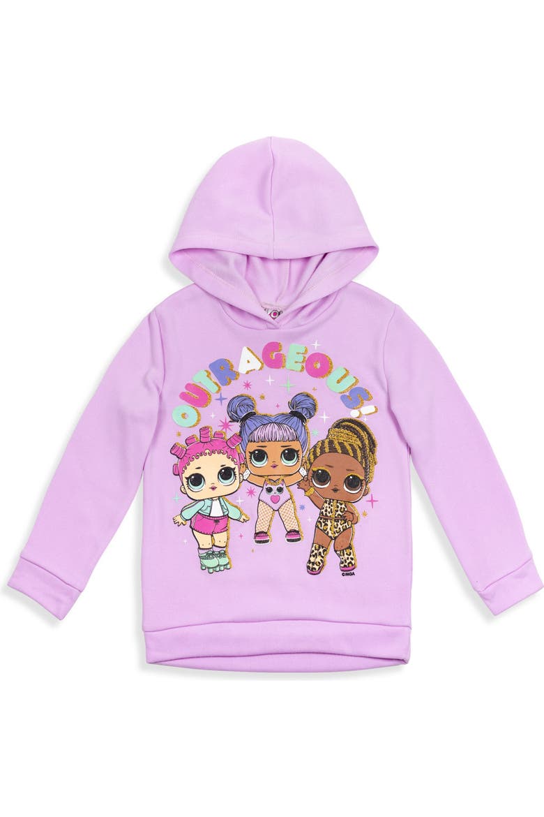 Fleece 2-Piece Hoodie and Leggings Set, Alternate, color, Lavender Black