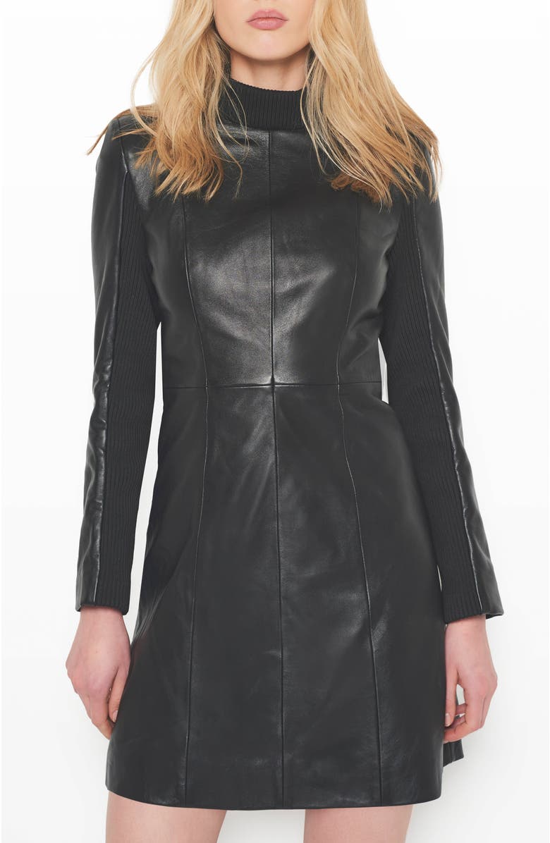 AS by DF The Lbd Upcycled Leather Dress, Alternate, color, Black