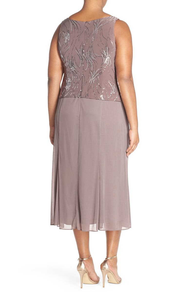 Alex Evenings Sequin Mock Two-Piece Dress with Jacket, Alternate, color, Pewter Frost