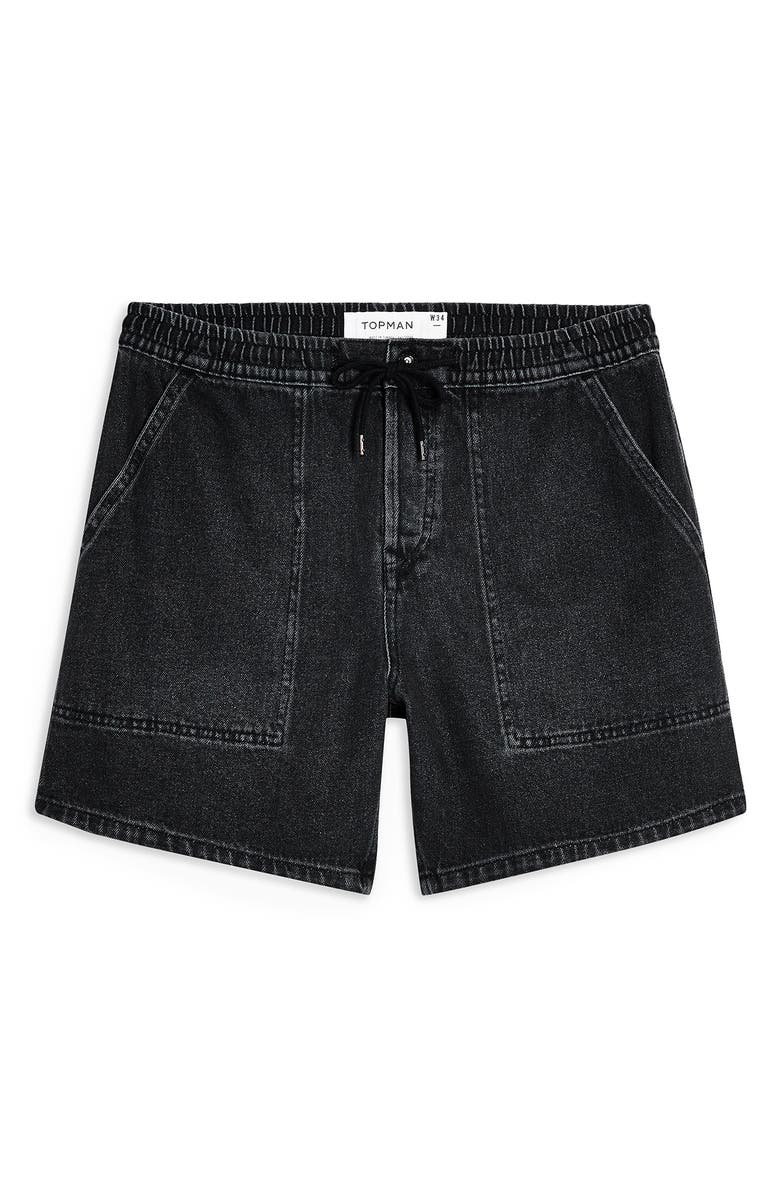 Topman Drawstring Denim Shorts, Alternate, color,