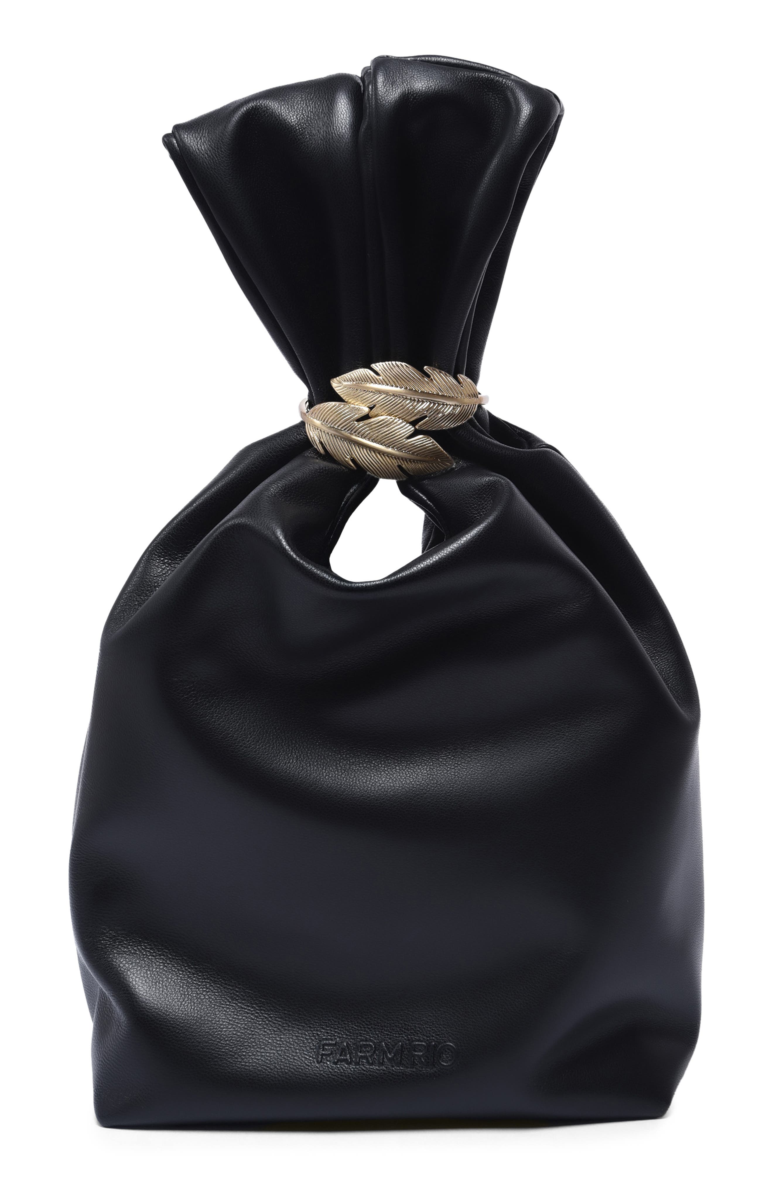 Mini Market Leather Bag, Main, color, BLACK