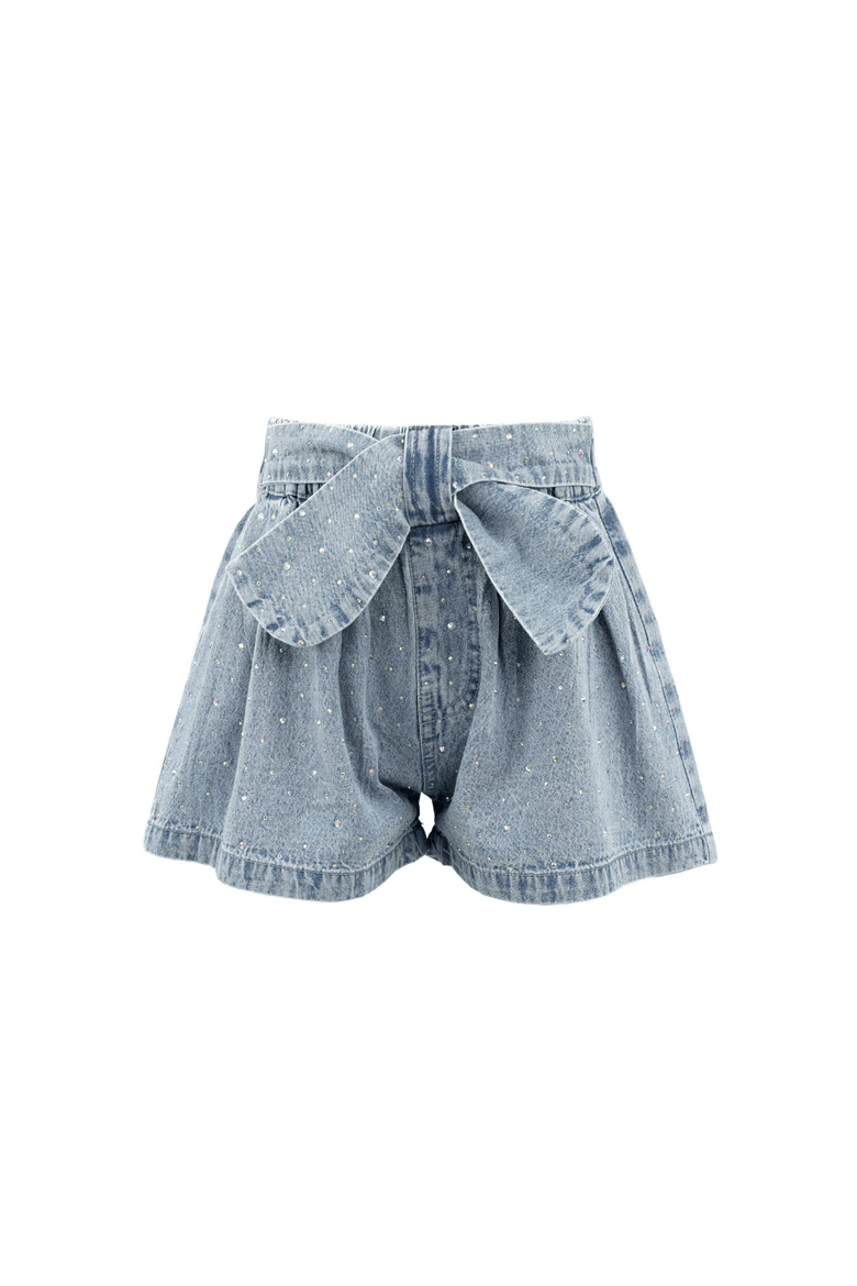Sparkle Bow Denim Short, Main, color, Blue