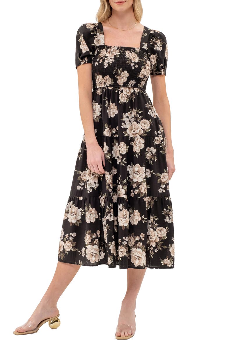 AUGUST SKY Floral Midi Dress, Main, color,