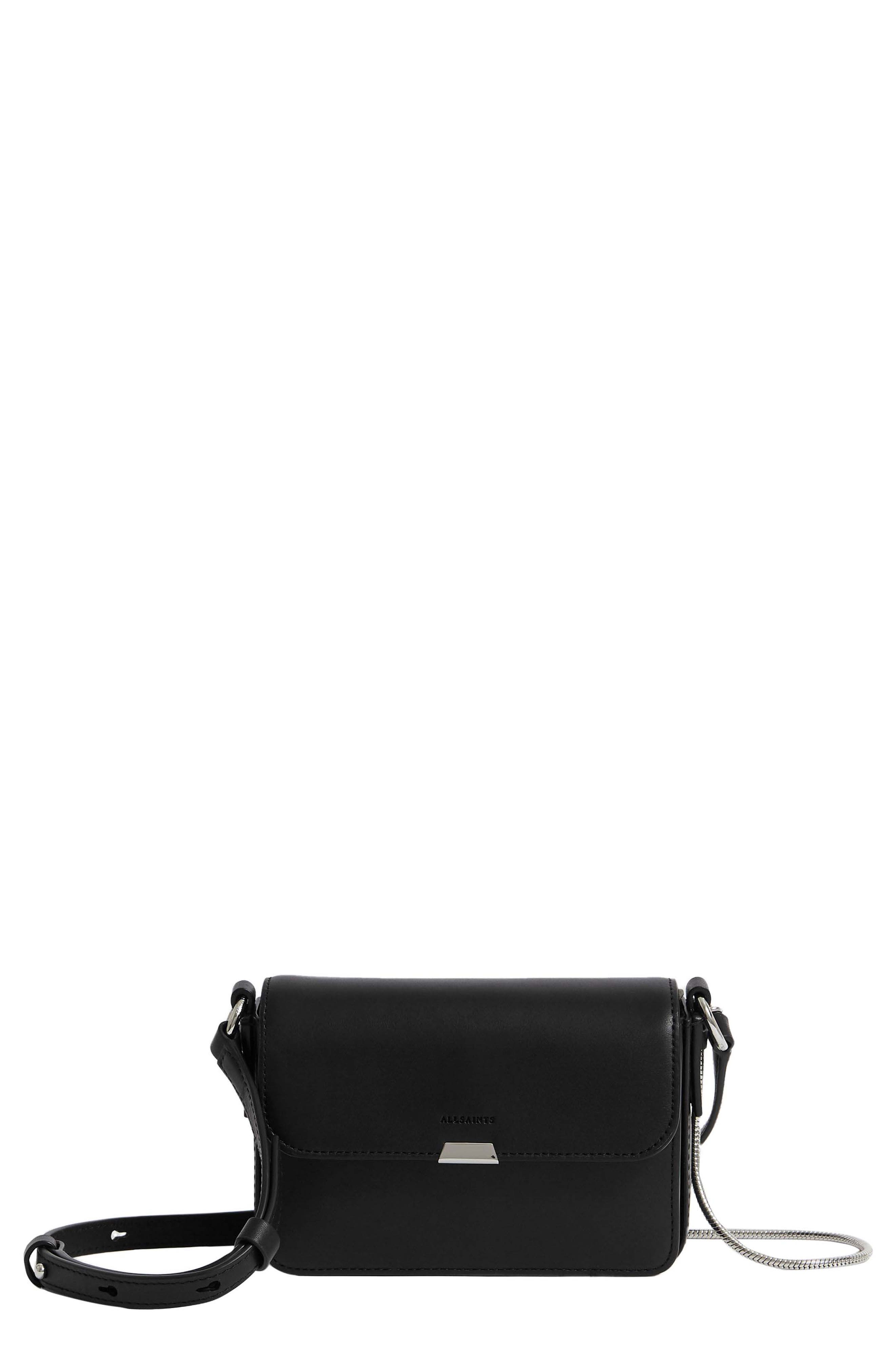 AllSaints Mini Captain Leather Crossbody Bag, Main, color, 