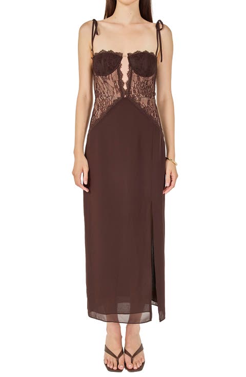 Lace Bustier Sleeveless Midi Dress