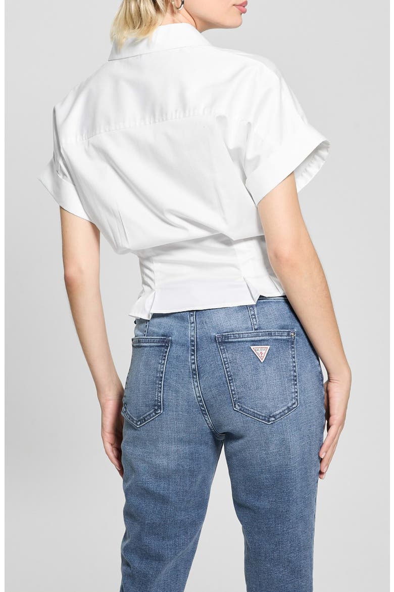 Julie Tie Front Cotton Shirt, Alternate, color, WHITE