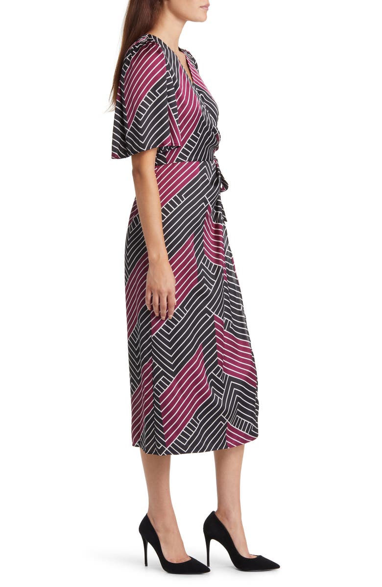 Anne Klein Print Flutter Sleeve Faux Wrap Dress, Alternate, color,