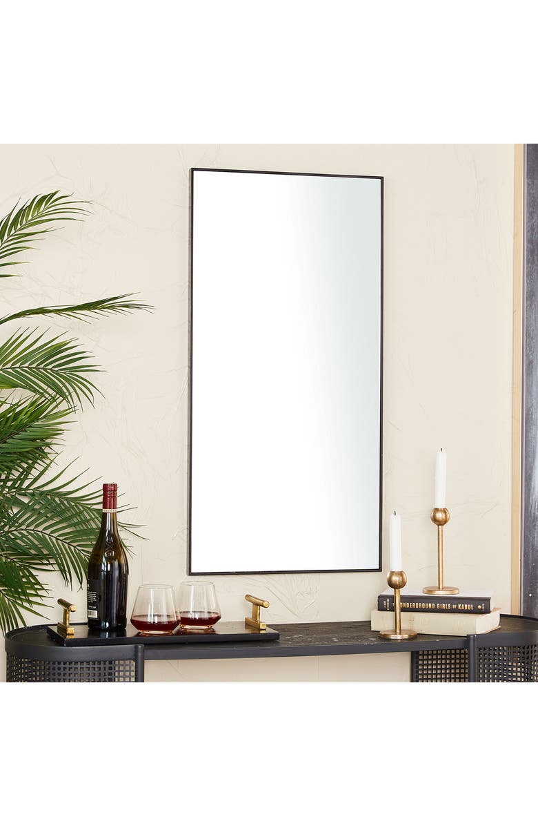 VIVIAN LUNE HOME Black Wood Rectangle Shaped Wall Mirror with Thin Minimalistic Frame - 18" x 36", Alternate, color,