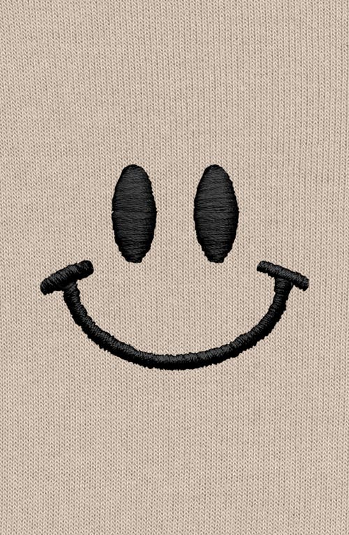Dalix Smile Face Cropped Hoodie In Heather Dust