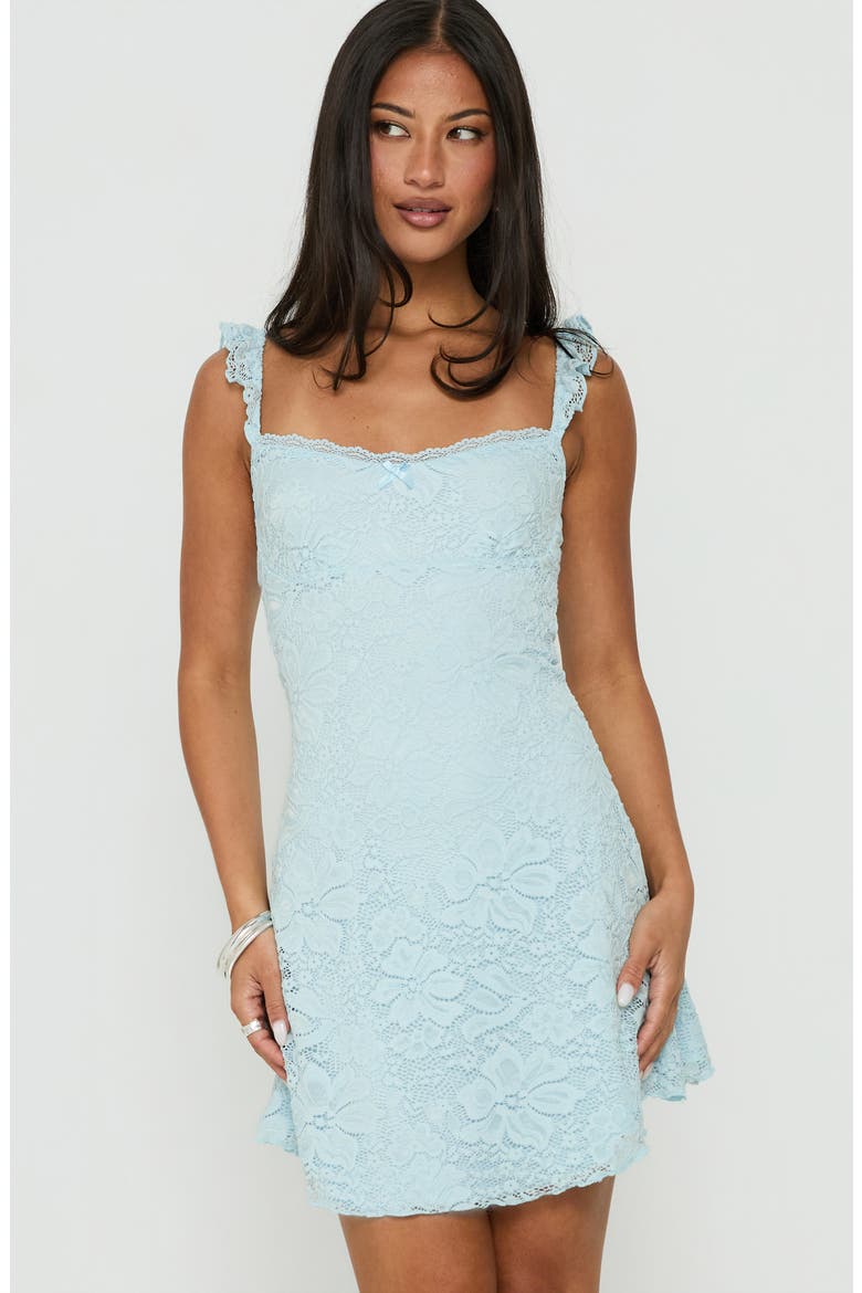 Beacall Lace Overlay Minidress, Alternate, color, BLUE