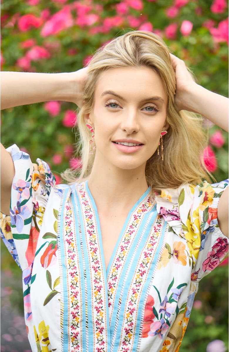 Alex and Ani New York Botanical Garden<sup>®</sup> 2-in-1 Butterfly Statement Earrings, Alternate, color, Pink