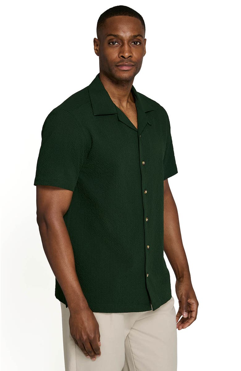 Brooklyn Brigade Solid Myrtle Short Sleeve Seersucker Camp Shirt, Alternate, color, Green