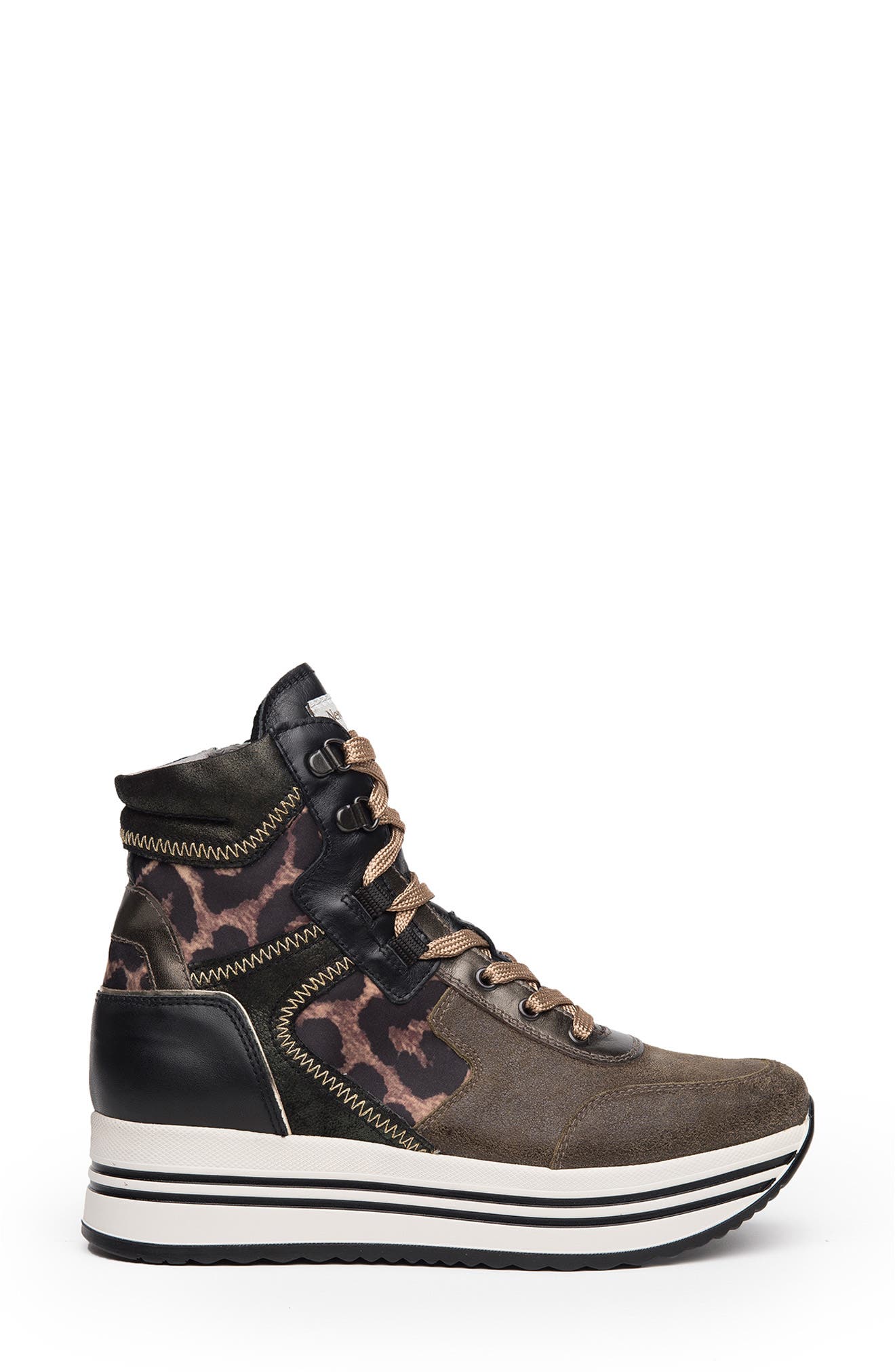 NeroGiardini Leopard Print Platform High Top Sneaker, Alternate, color, 