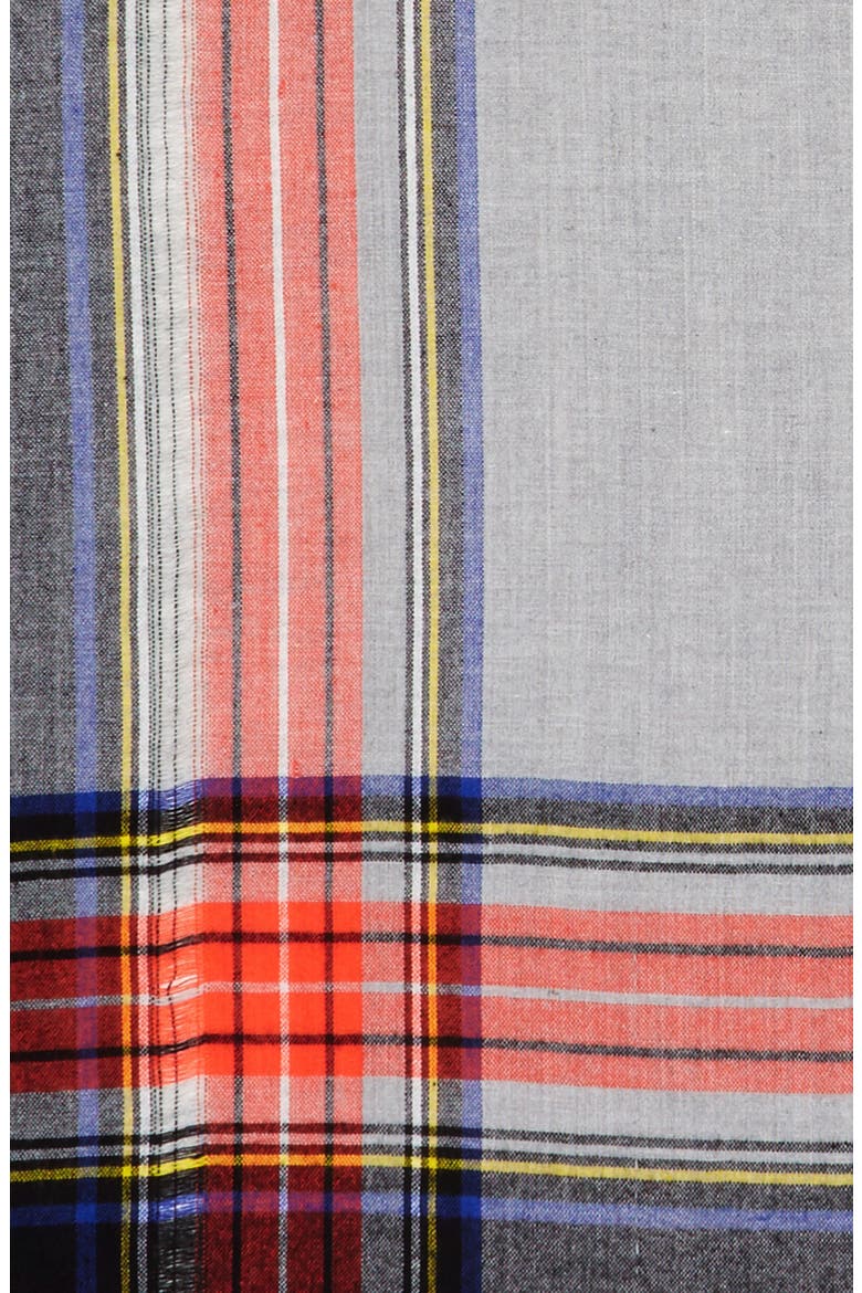La Double 7 Contrast Plaid Square Scarf, Alternate, color, GREY MULTI