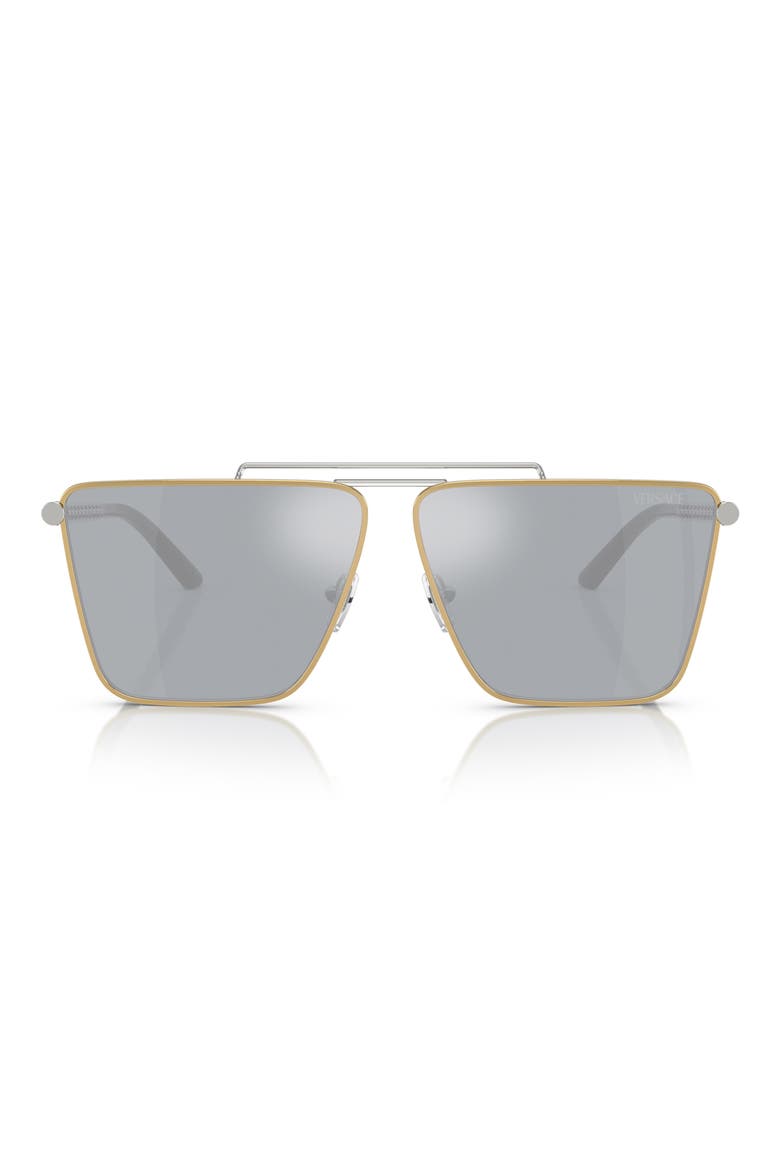 64mm Mirrored Oversize Pillow Sunglasses, Main, color, BLUE MIRROR