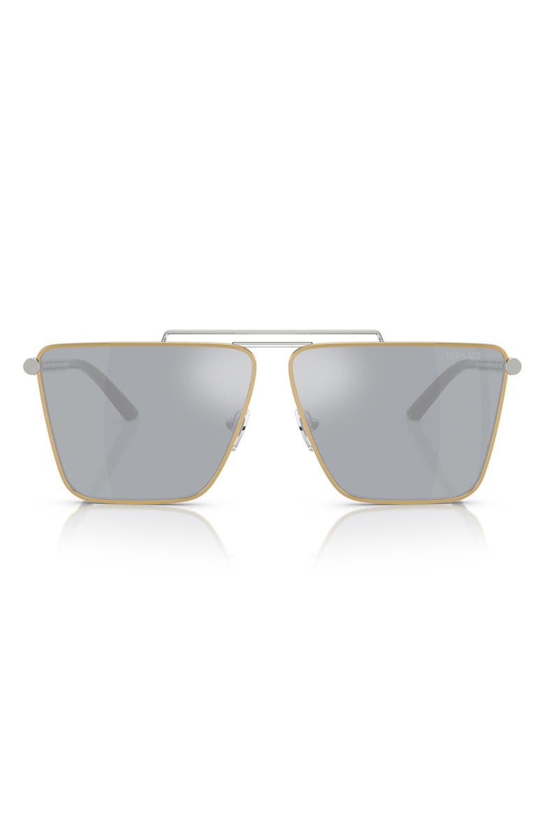 Versace 64mm Mirrored Oversize Pillow Sunglasses, Main, color,