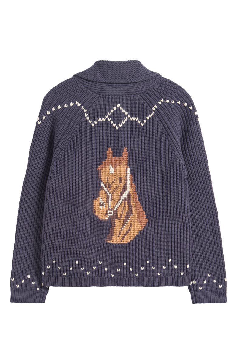 THE GREAT. The Horse Lodge Cotton Blend Cardigan, Alternate, color, Navy