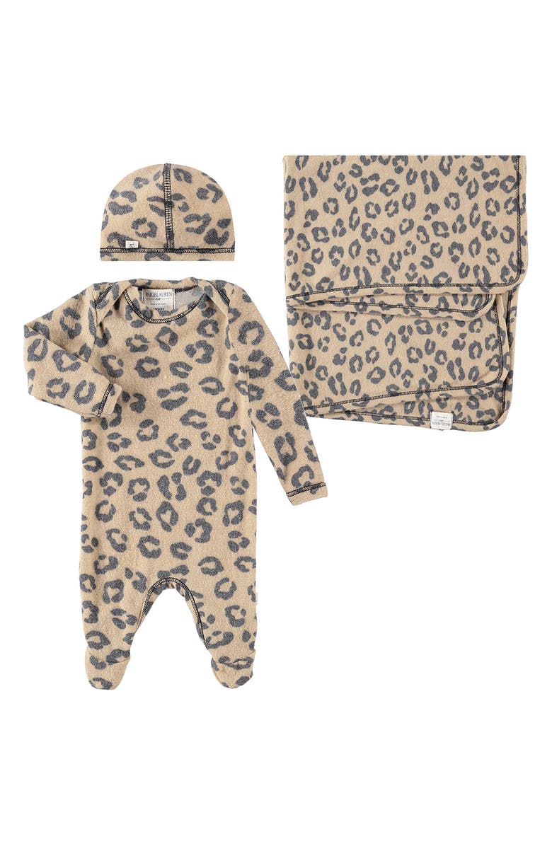 PAIGELAUREN Welcome Home Hacci Footie, Cap & Blanket Set, Main, color, Black