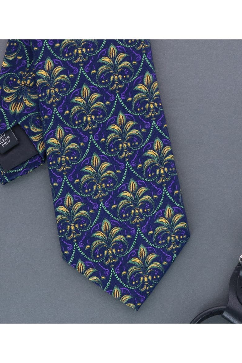 The French Quarter Fleur dis Lis Silk Novelty Necktie, Alternate, color, Purple