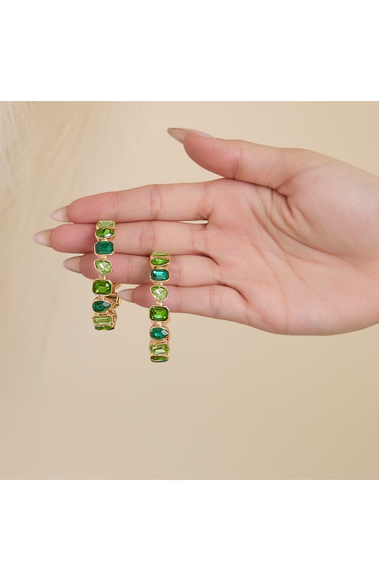 Jessica Simpson Gold-Tone Green Stone Hoop Earrings, Alternate, color, Green