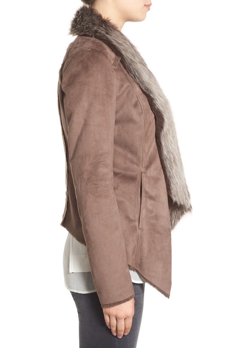 BCBGeneration Faux Shearling Drape Front Jacket, Alternate, color, 