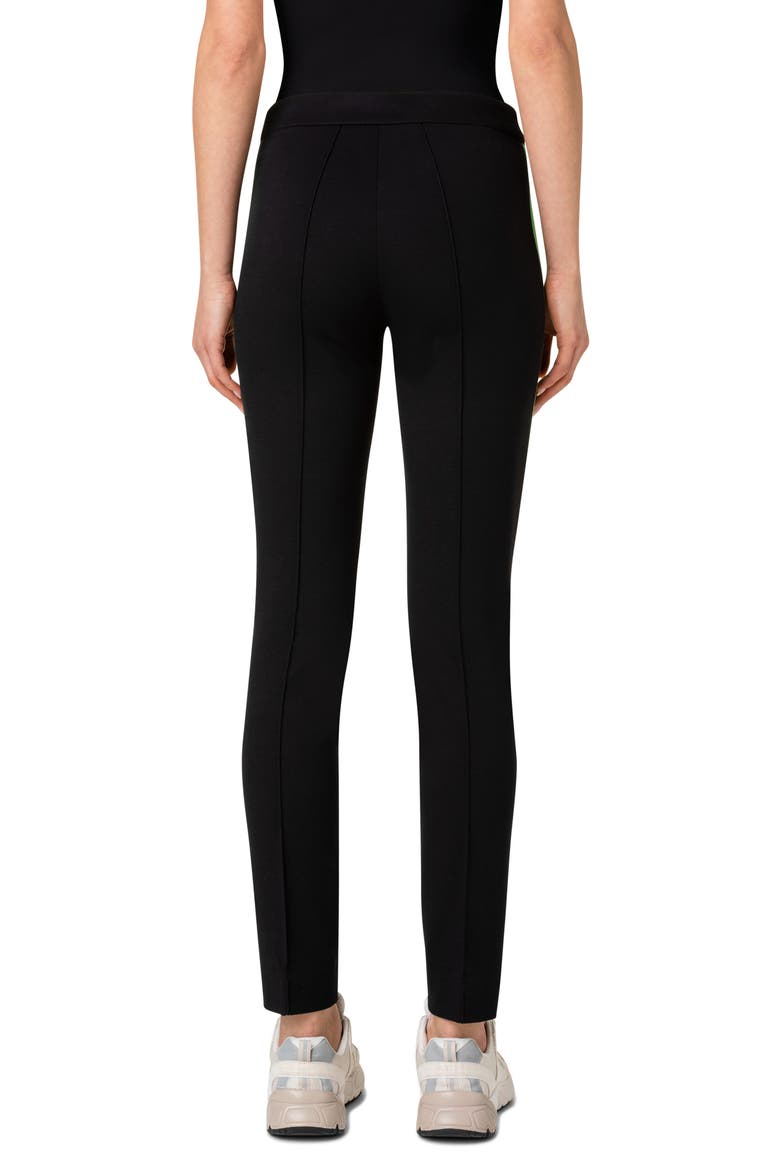 Mara Side Stripe Jersey Ankle Pants, Alternate, color, 009 BLACK-TECH GREEN