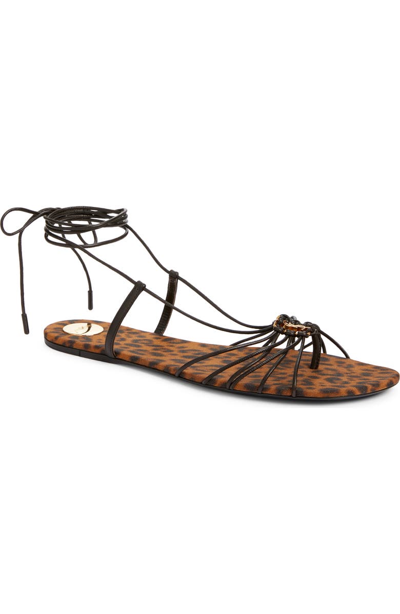 Saint Laurent Bridget Wraparound Ankle Strap Sandal, Main, color, Eagle Brown